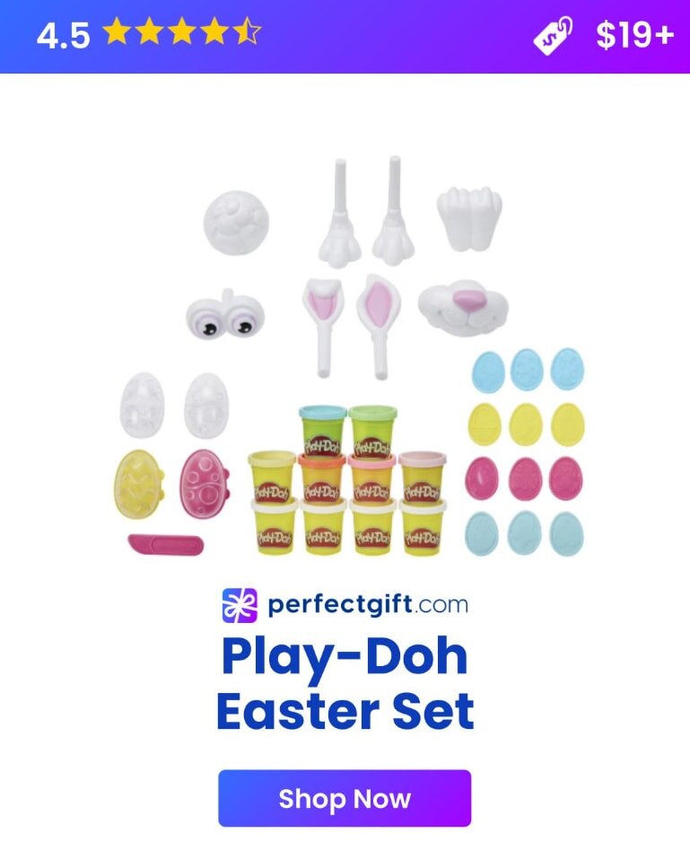 Colorful Play-Doh Easter set designed for kids, featuring various molds and tools for creative play and fun activities.
