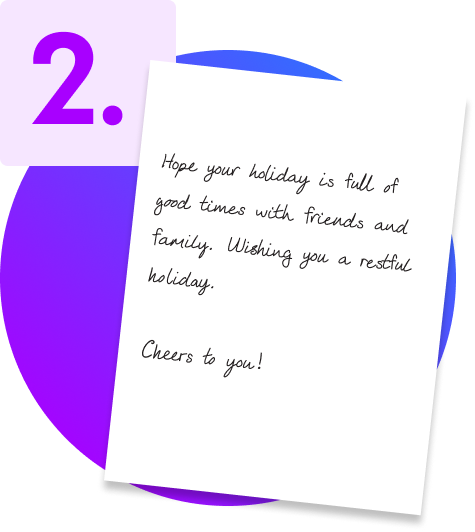 inside of a greeting card that has a message