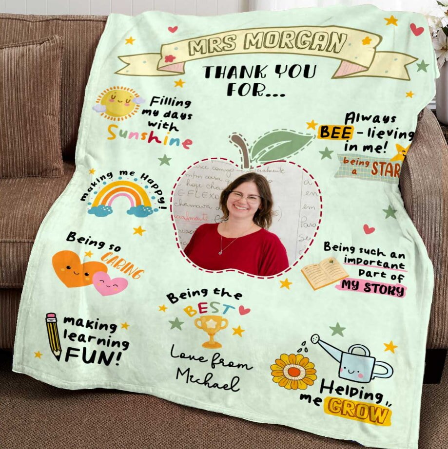 Teacher appreciation blanket with heartfelt messages