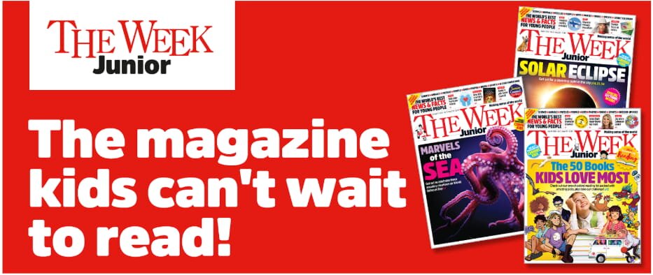 The Week Junior magazine on display, highlighting its engaging cover design for young readers.