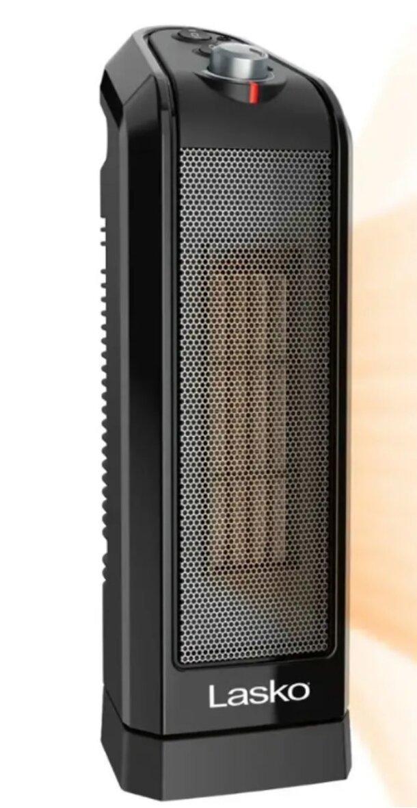 Watt Portable Ceramic Heater for Tabletop or Floor - Black