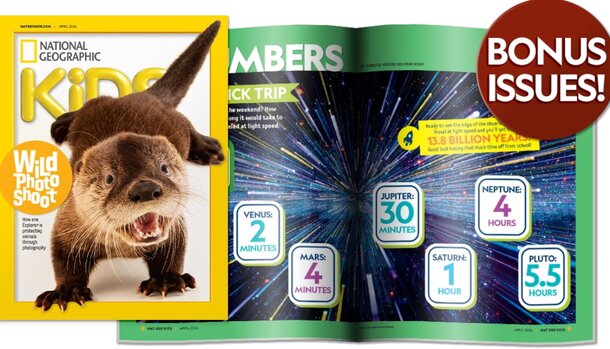 Cover of National Geographic Kids magazine featuring vibrant wildlife images and engaging educational content for children.