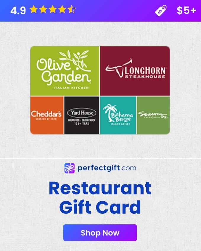 Screenshot of a restaurant gift card displaying the card value and restaurant logo.