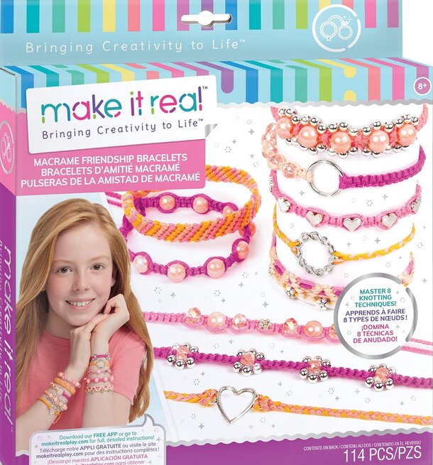 Bracelet making kit featuring colorful beads and tools for creating personalized jewelry. Ideal for craft enthusiasts.