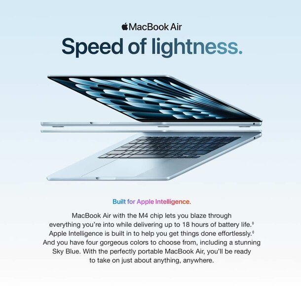 MacBook Air displayed with a glowing effect, symbolizing its lightweight and fast performance.