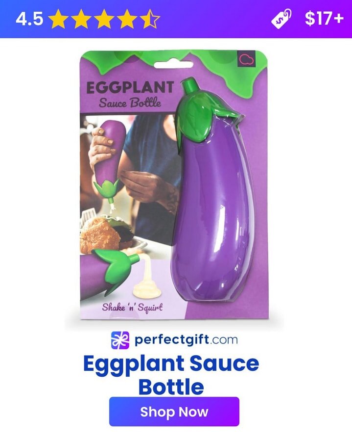 Eggplant-shaped sauce bottle