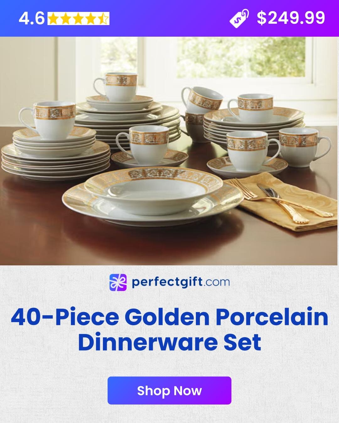 Golden Porcelain Dinnerware Set
