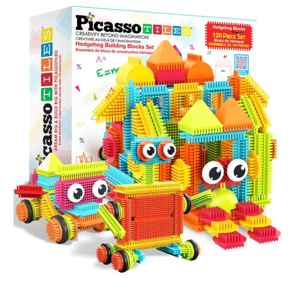 Picasso building blocks set featuring a box and a colorful toy car, designed for creative play and learning.