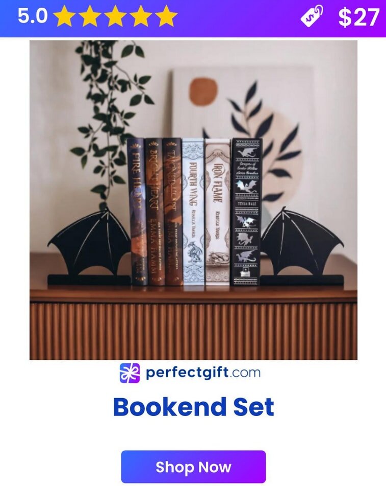 A stylish set of bookends featuring a modern design, perfect for organizing books on a shelf or desk.  