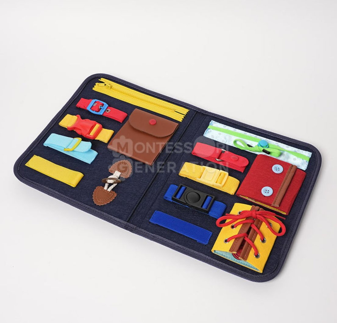 A blue case containing various items, including tools and accessories, neatly organized inside.