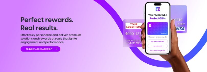 Image depicting a rewards program with icons representing transactions and rewards.