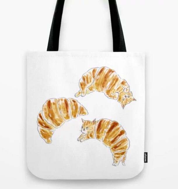 Two cats cuddling on top of each other, featured on a stylish tote bag design.
