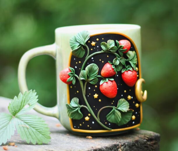 Strawberry Mug by IrisMug on Etsy