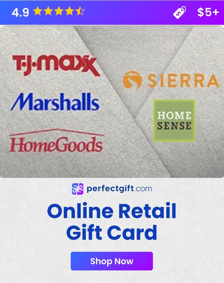 Gift card design featuring a modern aesthetic, ideal for online shopping at various retail stores.