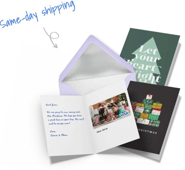 A collection of custom holiday cards featuring various festive designs and messages for seasonal greetings.