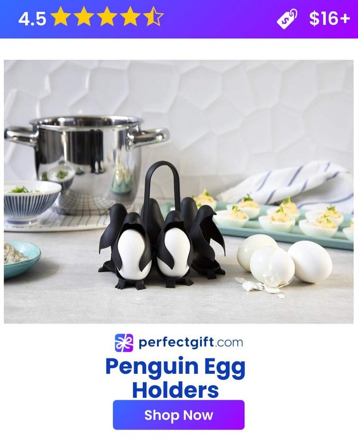 Penguin-shaped hard boiled egg holders