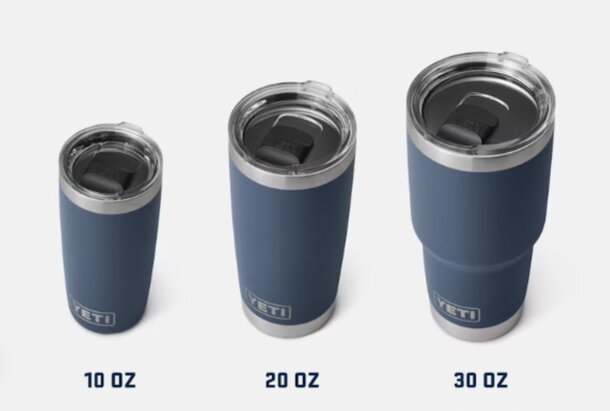 Blue 20 oz YETI tumbler, designed for durability and insulation, ideal for keeping beverages hot or cold.