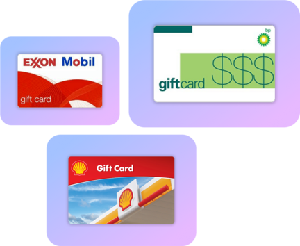 Three branded fuel gift cards.