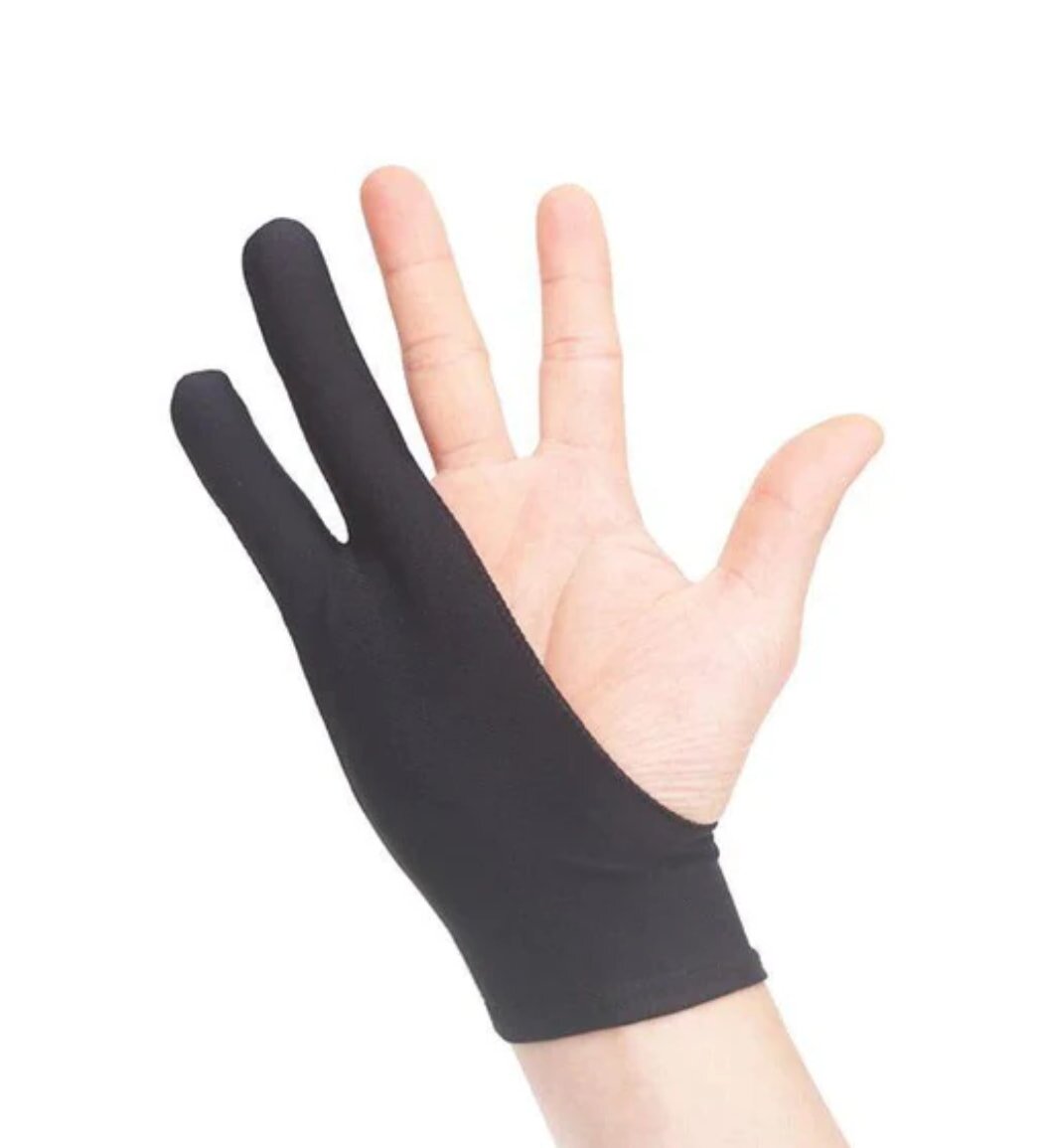 Hand wearing drawing glove 