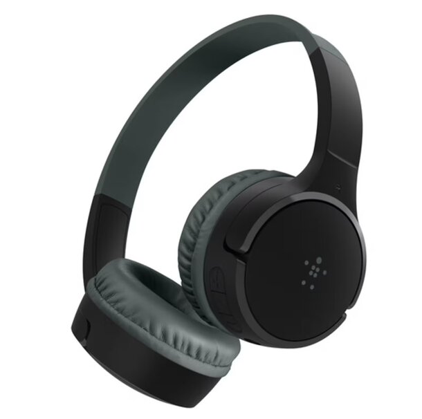Bluetooth headphones in black and grey colors displayed together on a neutral background.