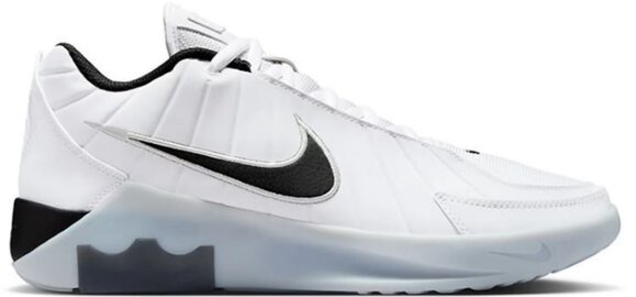 White and black Nike Zoom Fly basketball shoe, showcasing a contemporary design ideal for performance and style.