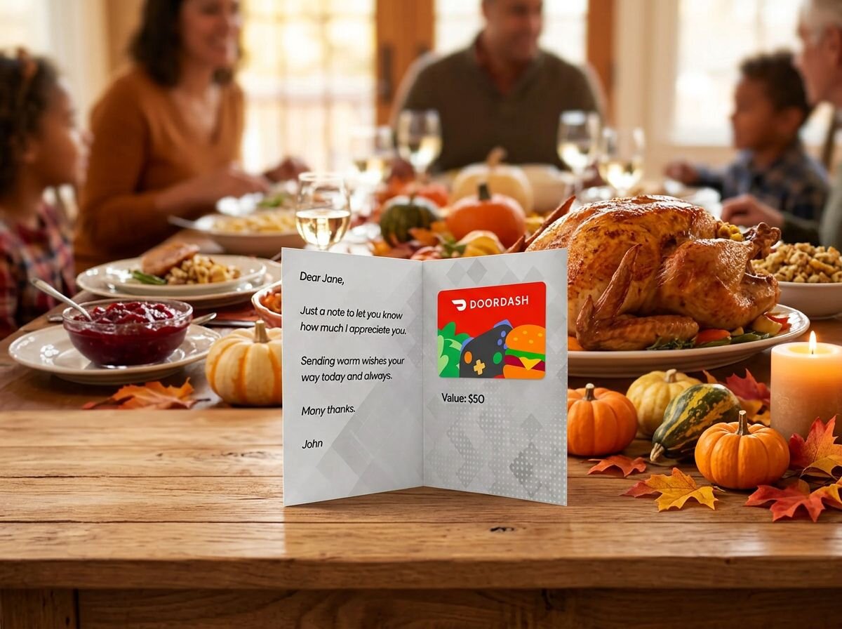 PerfectGift for Doordash in a greeting card