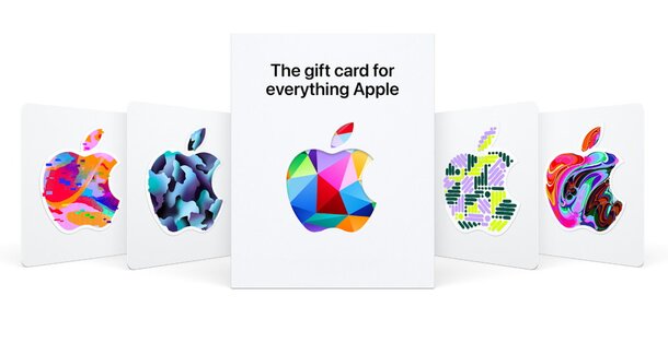 A vibrant Apple's gift cards showcasing the logo