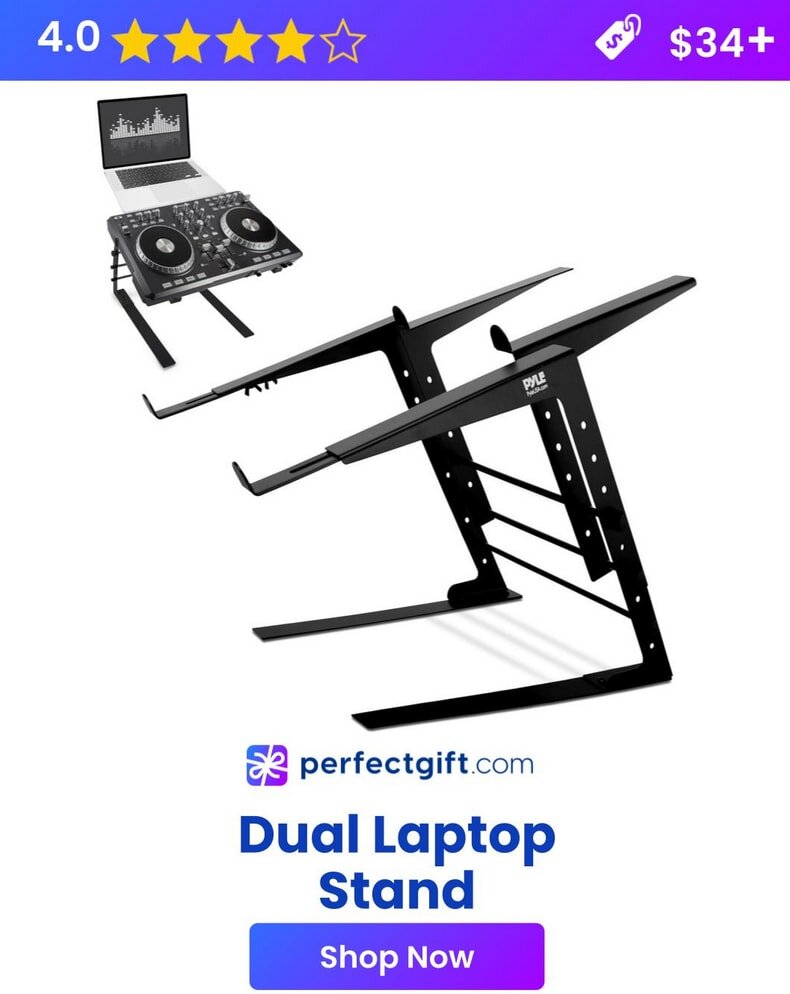 PerfectLight dual laptop stand on sale, showcasing its sleek design and adjustable height features for ergonomic use.