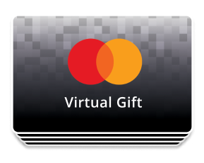 Gift card stack with the text "Virtual Gift".