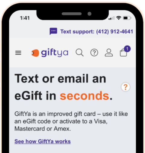 Smartphone screen displaying a gift card service advertisement.
