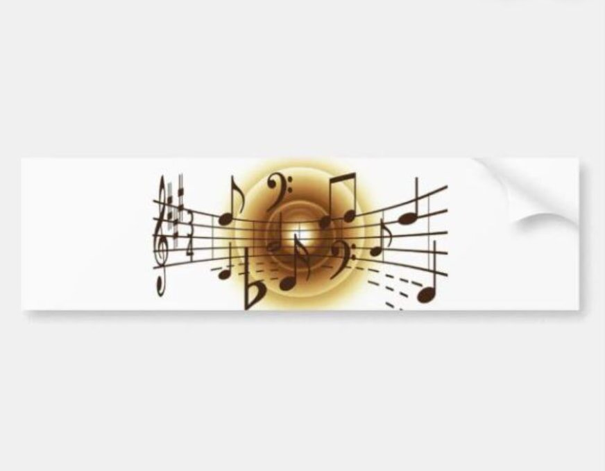 Musical notes on white background with gold design