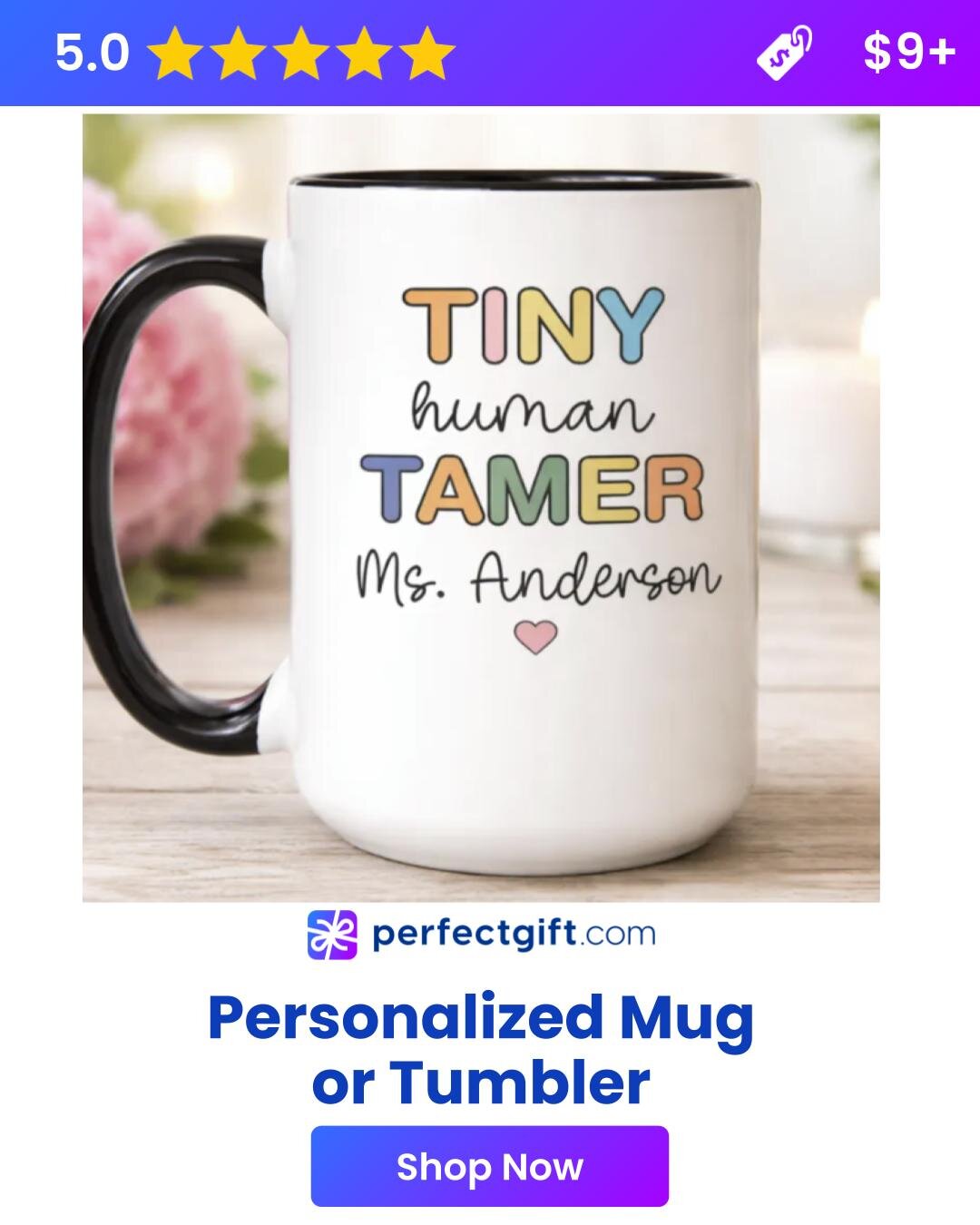 A personalized mug featuring a custom design, perfect for enjoying hot beverages at home or in the office.