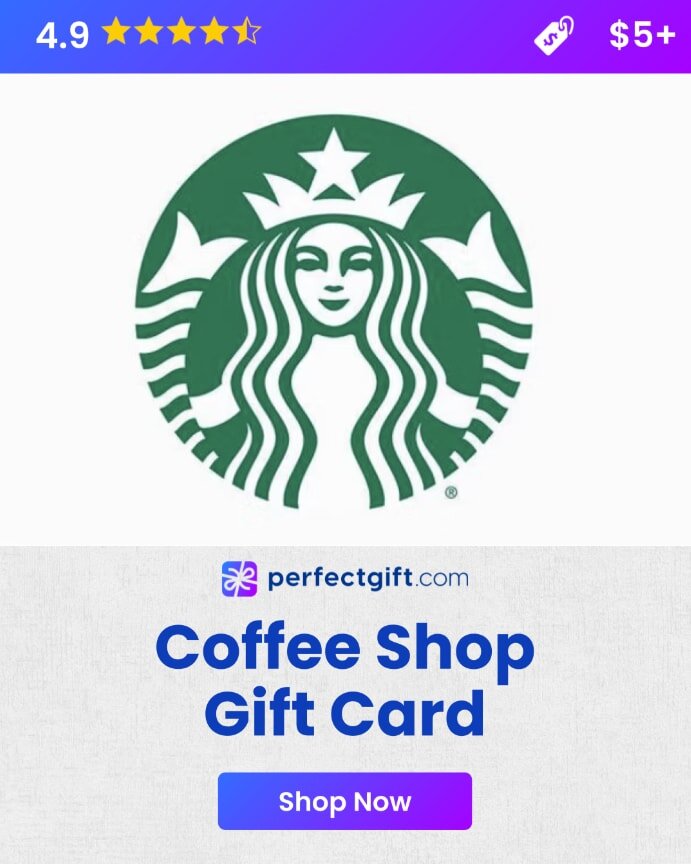 A Starbucks gift card displaying the brand's logo and colorful artwork.

