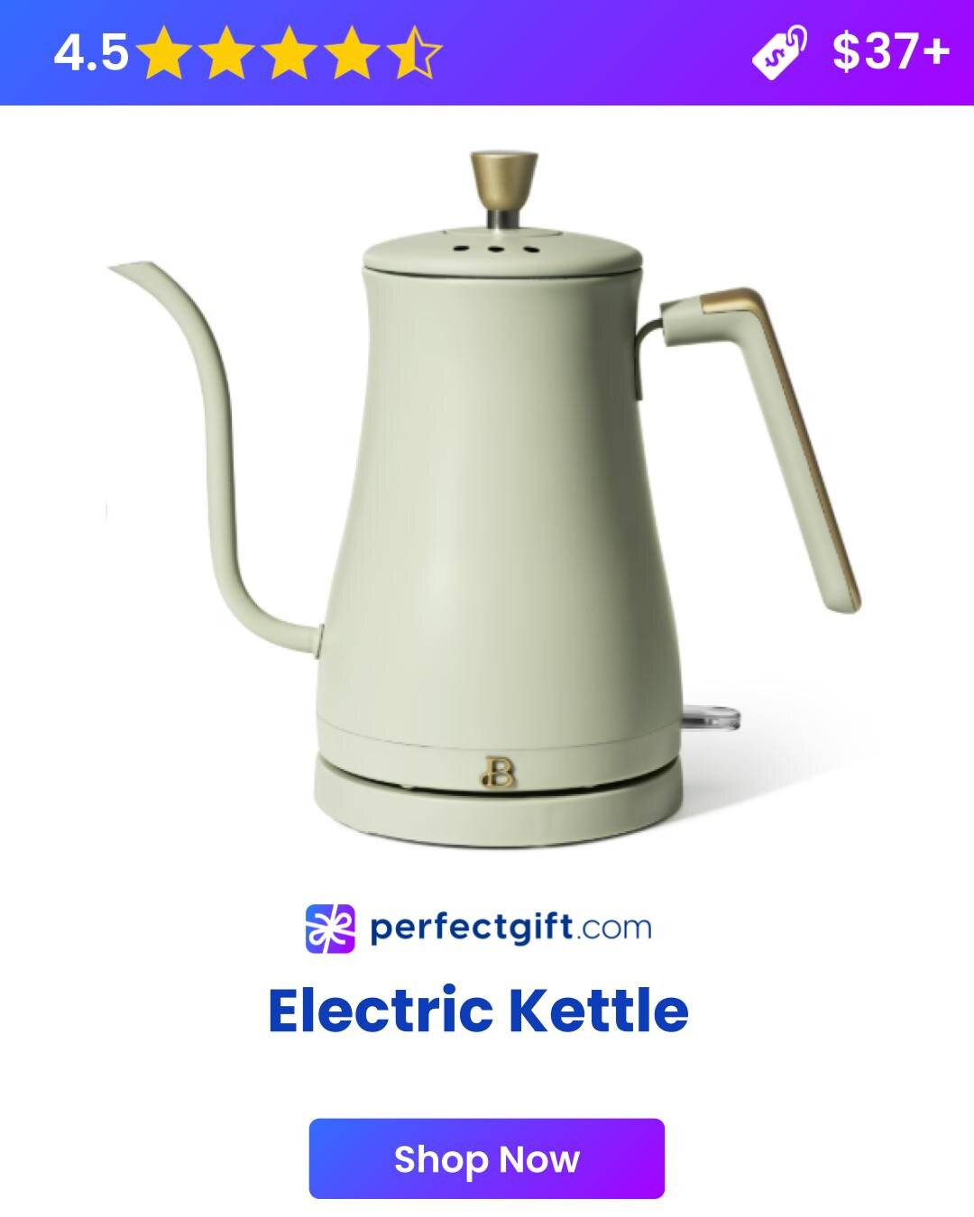 A sleek Perfectlight electric kettle with a modern design, featuring a spout and handle for easy pouring.