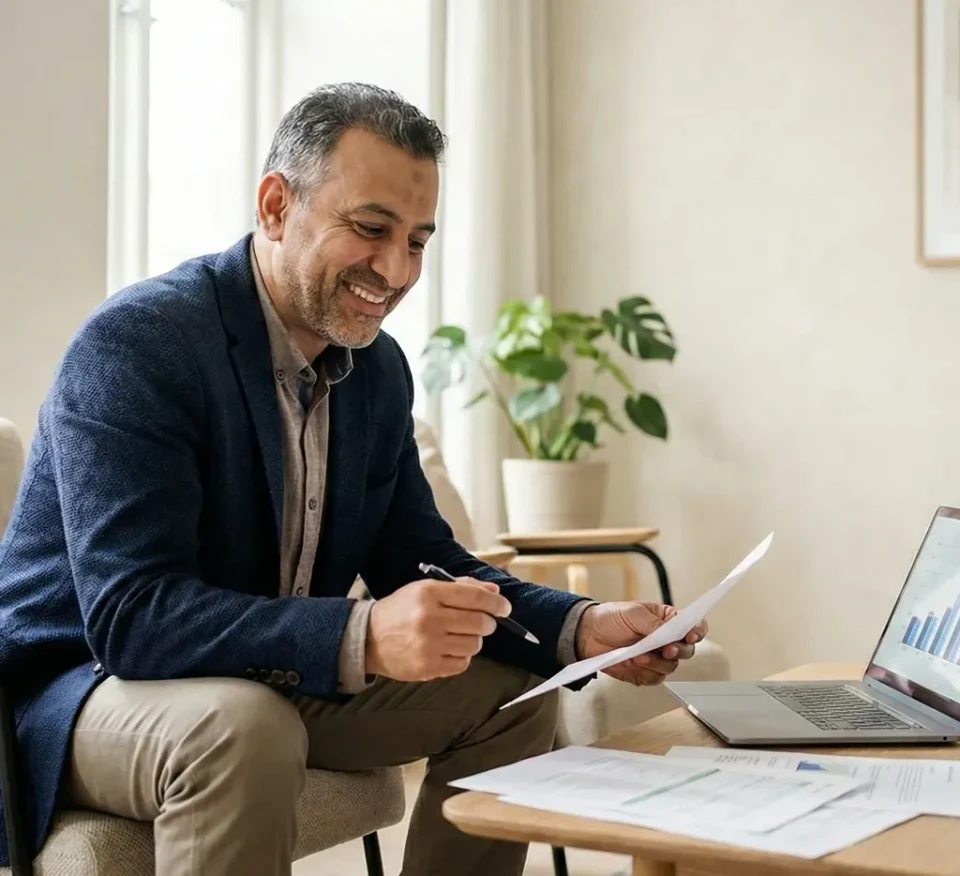 Homme préparant son projet de retraite