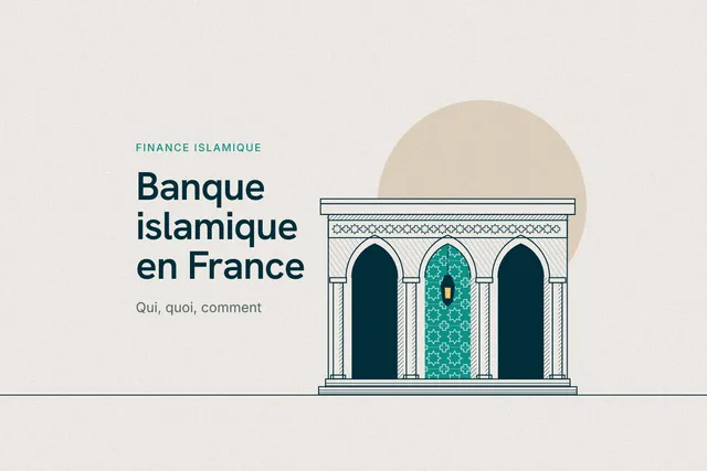 Gravure d'une façade à trois arcs brisés devant un soleil pâle, l'arche centrale ouvrant sur un patio en zellige vert éclairé par une lanterne