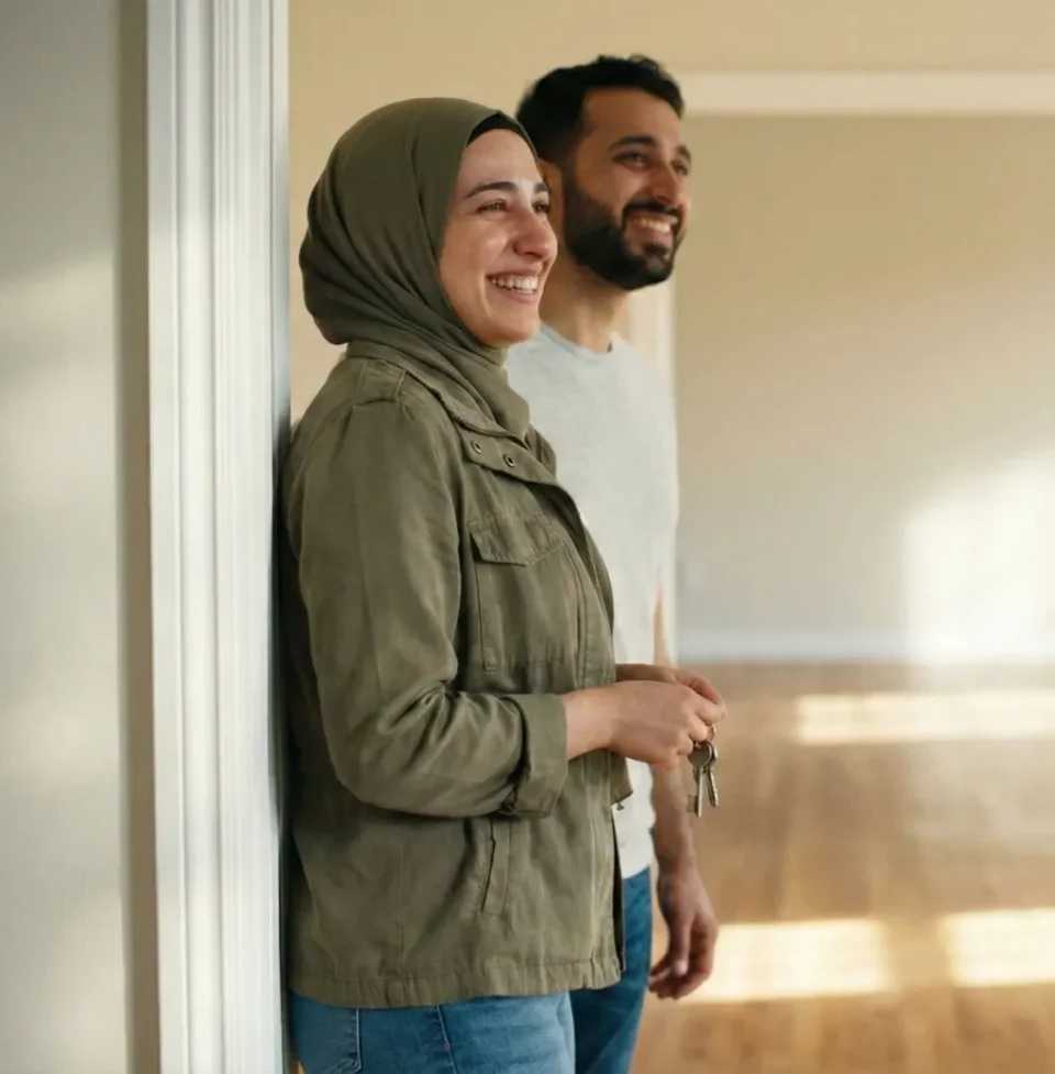 Couple heureux dans leur nouvelle maison