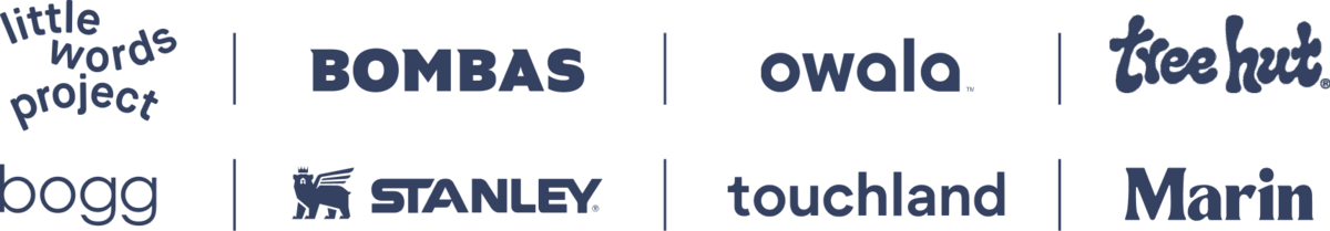 Little Words Project [Logo] | Bombas [Logo] | Owala [Logo] | Tree Hut [Logo] | Bogg [Logo] | Stanley [Logo] | Touchland [Logo] | Marin [Logo]