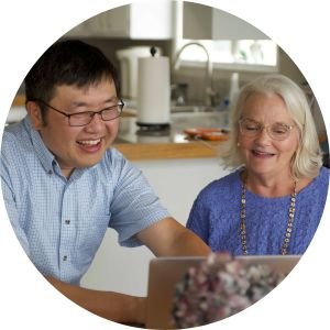 Man and woman participating in webinar