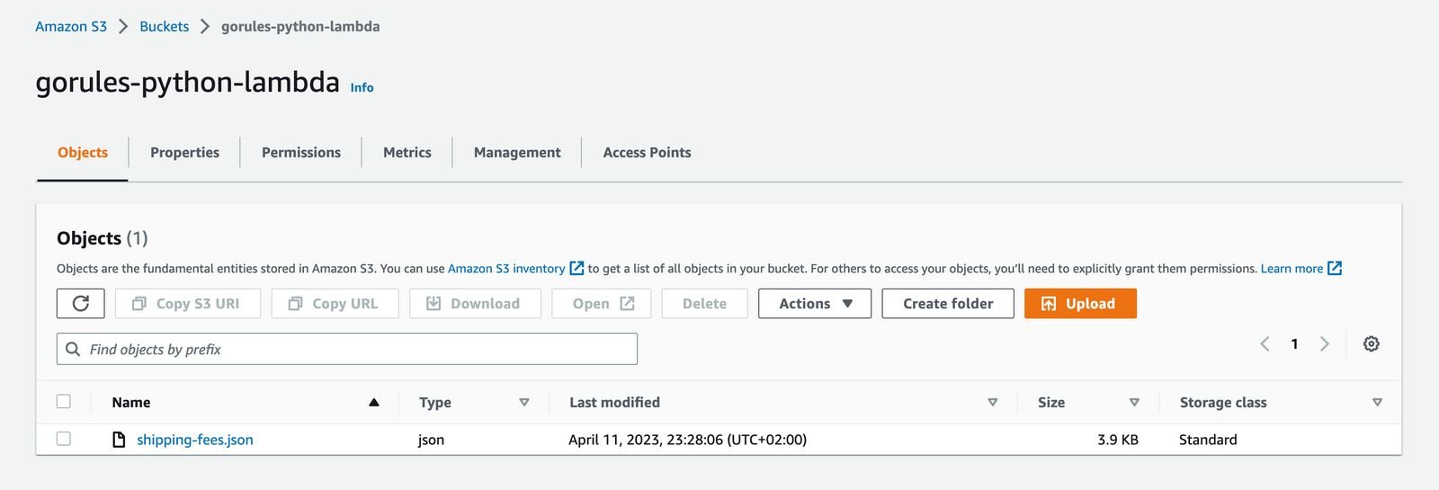 Amazon S3 - upload file