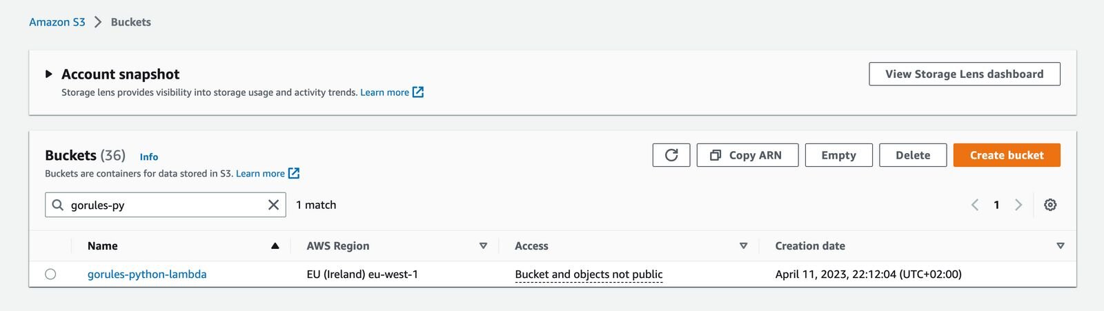 Amazon S3 Buckets - created