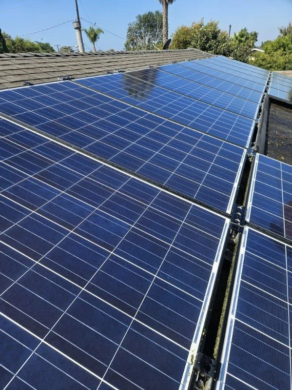 Clean solar panels on a residential rooftop