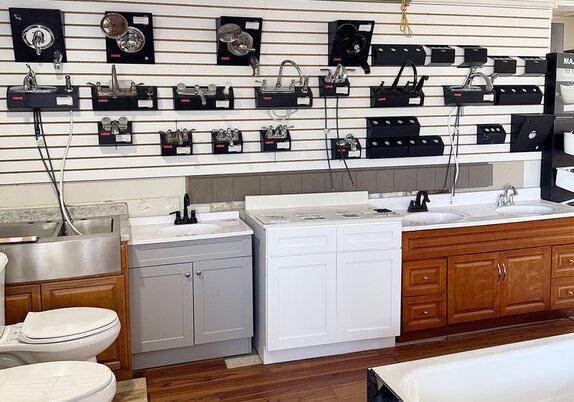 Bathroom showroom at Booneville Lumber Company. 
