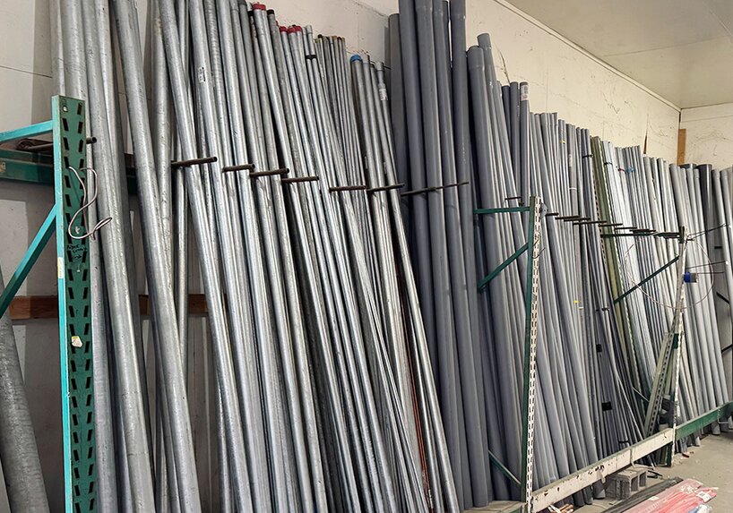 Plumbing supplies at Booneville Lumber Company.