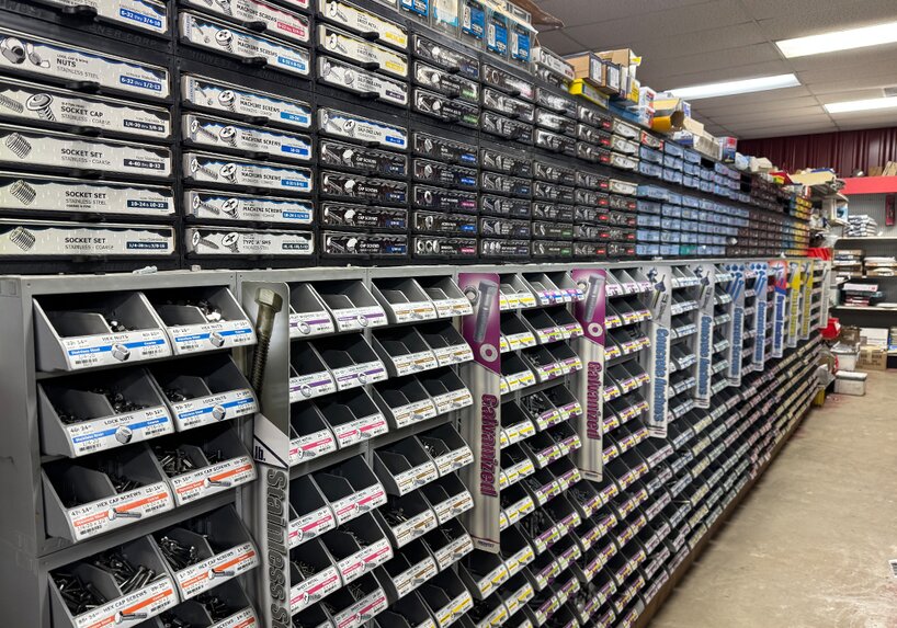 Fasteners sold at Booneville Lumber Company.