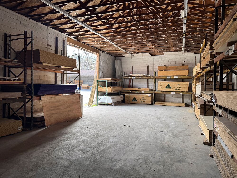 Lumber warehouse at Booneville Lumber Company.