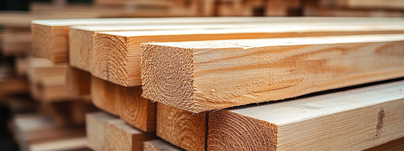 A stack of lumber at a construction site.