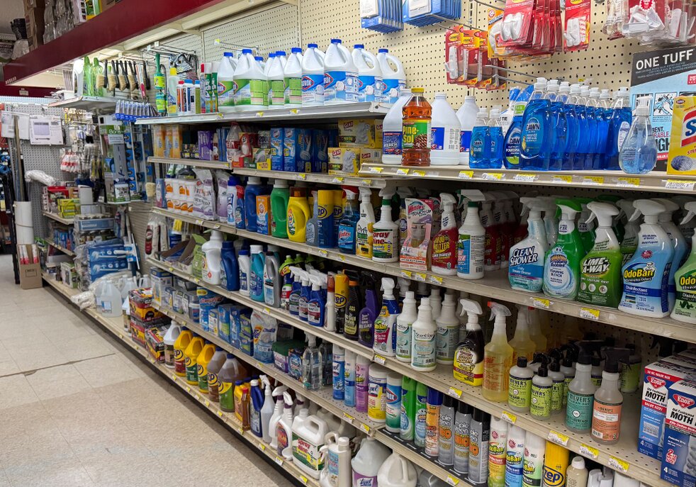Cleaning products at Booneville Lumber Company.