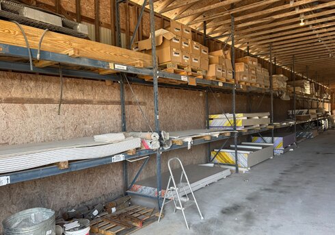 Drywall sheets at Booneville Lumber Company.