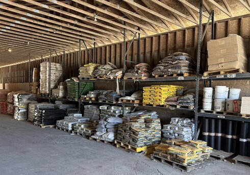 Concrete supplies at Booneville Lumber Company.